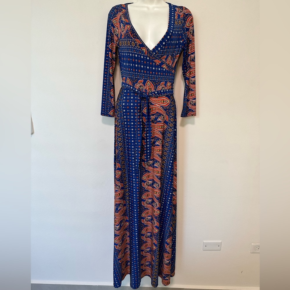 MAXI Dress in Blue and Orange